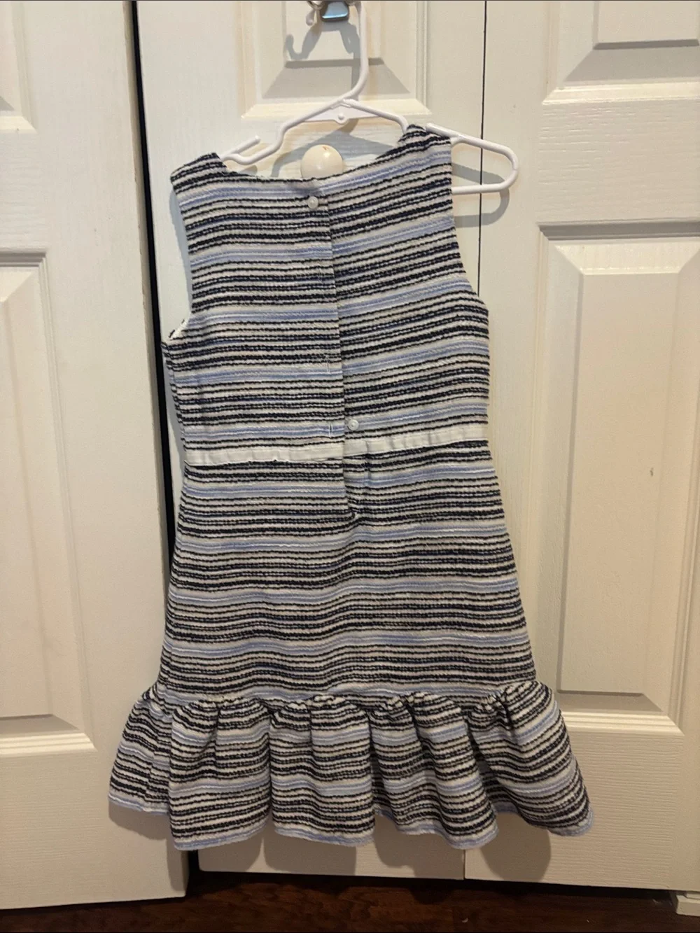 Janie and Jack Navy and White Striped Ruffle-Hem Sleeveless Dress